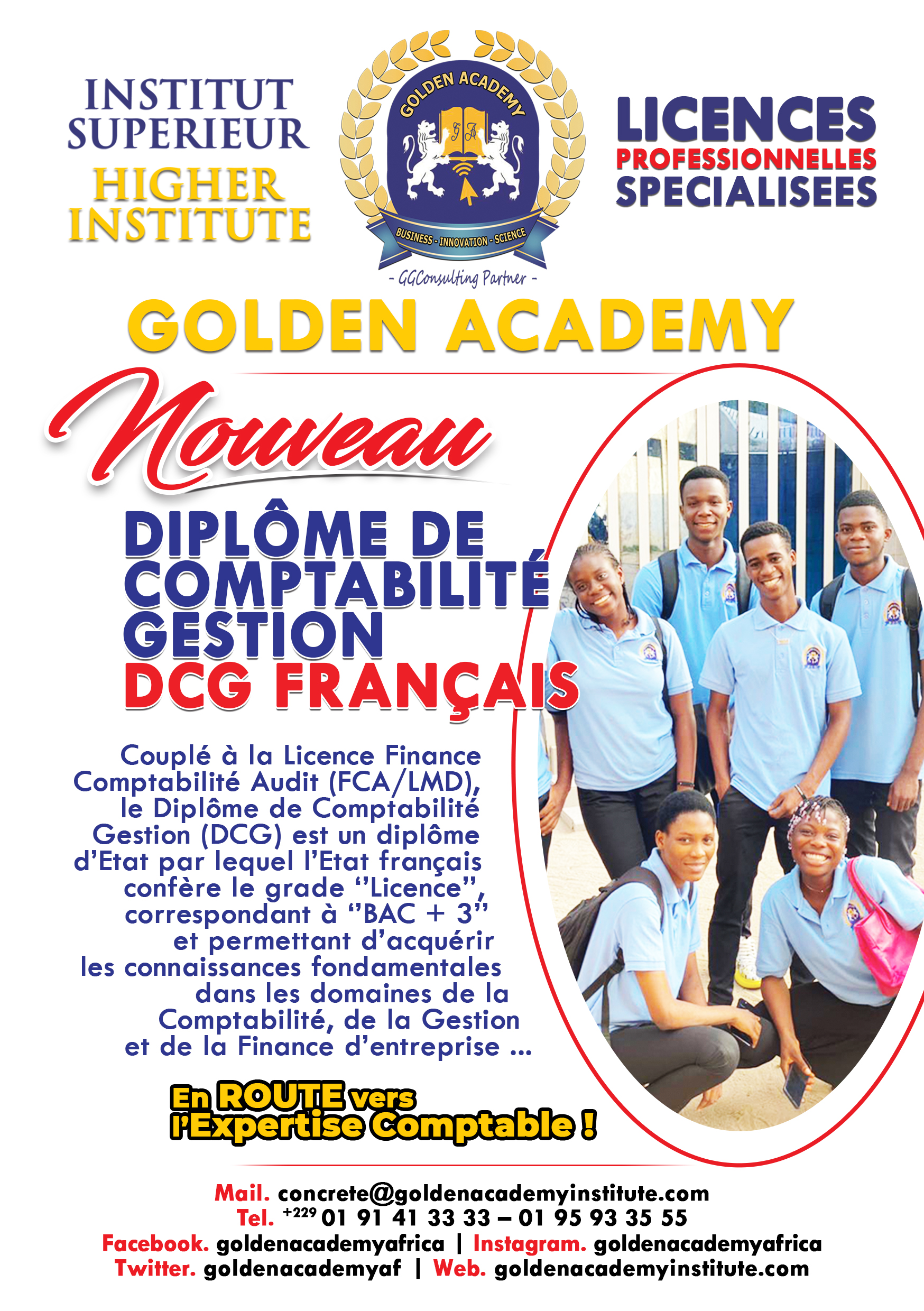 visuel des formations licence à Cotonou de GOLDEN ACADEMY sur le DCG